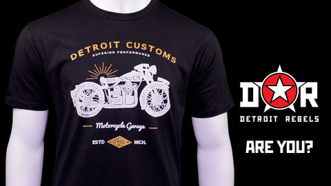 Detroit Customs Motorcycle Bikers T-Shirt by DETROIT★REBELS Brand