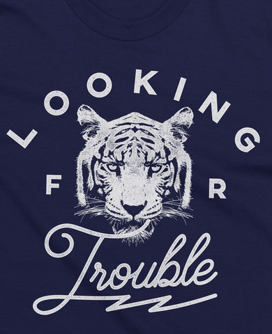 (0050) Detroit Tiger T-Shirt Looking For Trouble, Detroit T-Shirts LLC - Detroit T-Shirts | Detroit Apparel | Detroit Clothing