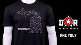 (0082) Michigan Wire Map T-shirt, Detroit T-Shirts LLC, DETROIT REBELS