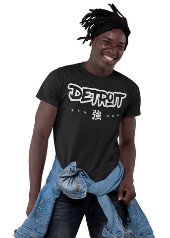 (0112) Detroit Strong Graffiti T Shirt by Detroit Rebels Black