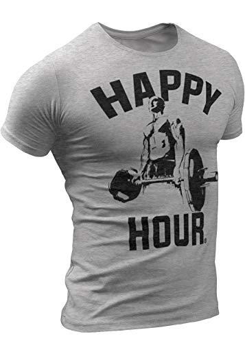 Happy Hour T-Shirt for Men Crossfit Workout Weightlifting Funny Gym Tshirt