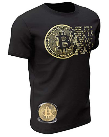 Golden Bitcoin T-Shirt for Crypto Currency Miners and Original Collectors Bitcoin Coin