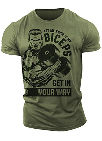 Let Me Know If My Biceps Get in Your Way Workout Shirt for Men Funny Gym T-Shirt