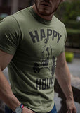 Happy Hour T-Shirt for Men Workout Weightlifting Funny Gym Tshirt (Large, 004. Happy Hour Workout T-Shirt Military Green)