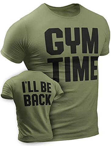 Happy Hour Gym Time Iโll Be Back Workout Shirt for Men Funny Gym Sayings