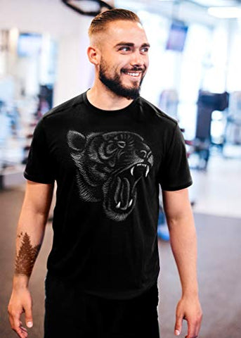 Detroit Shirts for Men - Athletic Merchandise - Detroit City Vintage Style Apparel (010. Roaring Tiger T-Shirt 2, Black, Small)