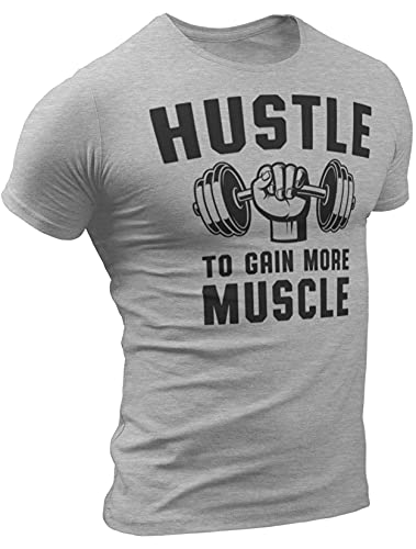 Mens Workout Shirts Hustle to Gain More Muscle Funny