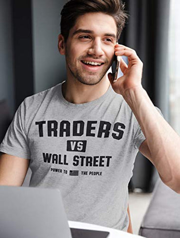 Golden Bitcoin T-Shirt for Crypto Currency Miners and Original Collectors Bitcoin Coin (Traders vs. Wall Street Power to The People, Small)