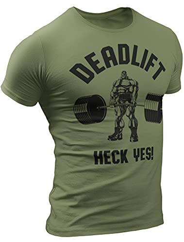 Deadlift Heck Yes Workout Shirt Mens Funny Gym Motivational