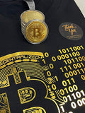 Golden Bitcoin T-Shirt for Crypto Currency Miners and Original Collectors Bitcoin Coin