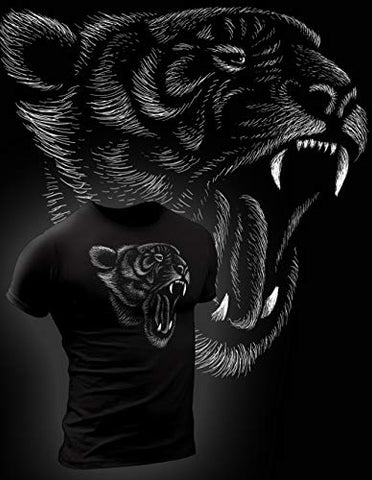 Detroit Shirts for Men - Athletic Merchandise - Detroit City Vintage Style Apparel (010. Roaring Tiger T-Shirt 2, Black, Small)