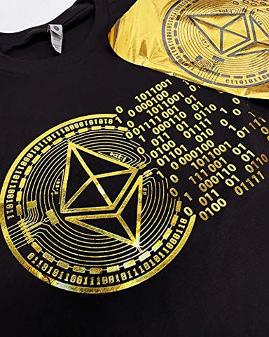 Golden Bitcoin T-Shirt for Crypto Currency Miners and Original Collectors Bitcoin Coin (Ethereum, Small)