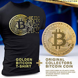 Golden Bitcoin T-Shirt for Crypto Currency Miners and Original Collectors Bitcoin Coin