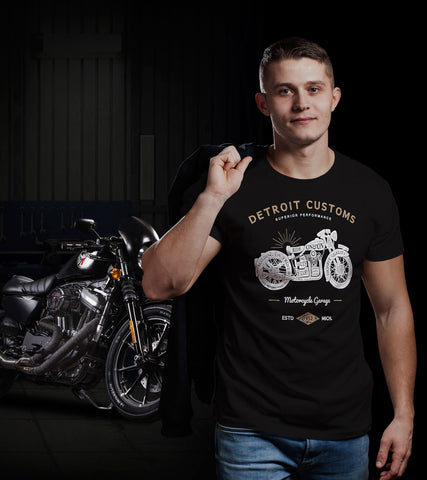 Detroit Customs Motorcycle Bikers T-Shirt by DETROIT★REBELS Brand