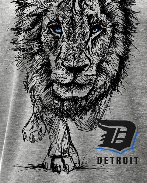 Detroit T Shirts Unisex S M L XL XXL - Detroit Lion Sketch T-Shirt Detroit Tee Shirts by Detroitrebels, Adult Unisex, Size: Small, Gray