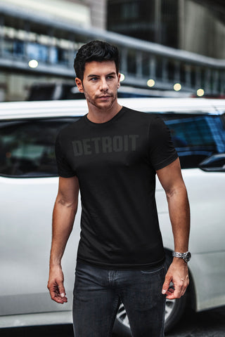 (0106) Detroit Black-On-Black Logo T-shirt, Detroit Rebels Brand