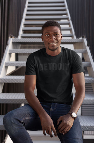 (0106) Detroit Black-On-Black Logo T-shirt, Detroit Rebels Brand