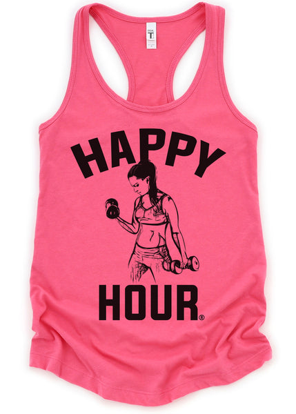 Crossfit Workout Weightlifting Women's Tank Top and T-Shirts Hot Pink Military Grey
