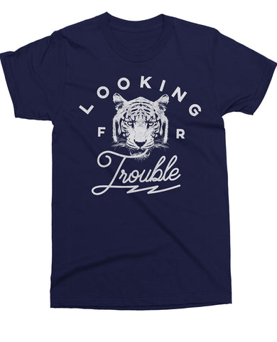 (0050) Detroit Tiger T-Shirt Looking For Trouble, Detroit T-Shirts LLC - Detroit T-Shirts | Detroit Apparel | Detroit Clothing