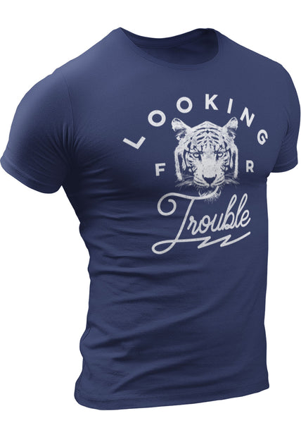(0050) Detroit Tiger T-Shirt Looking For Trouble, Detroit T-Shirts LLC