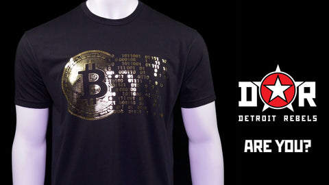 (0076) Vintage Golden Bitcoin T-Shirt For Crypto Currency Traders, Bitcoin gold logo.