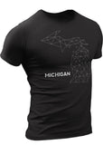 (0082) Michigan Wire Map T-shirt, Detroit T-Shirts LLC, DETROIT REBELS
