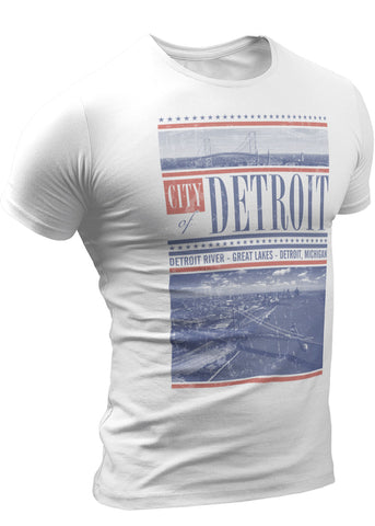 Ambassador Bridge Detroit River T-shirt by DETROIT★REBELS Brand