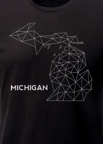 (0082) Michigan Wire Map T-shirt, Detroit T-Shirts LLC, DETROIT REBELS
