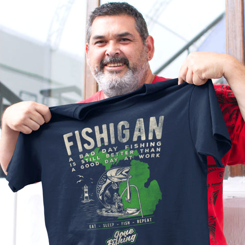 (0095) FISHIGAN Detroit T-Shirt by Detroit Rebels
