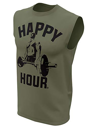 Happy Hour Muscle Tank Top for Men Crossfit Workout Weightlifting