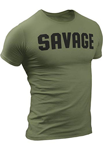 Happy Hour T-Shirt for Men Workout Weightlifting Funny Gym Tshirt (Large, 020. Savage Workout T-Shirt Military Green)