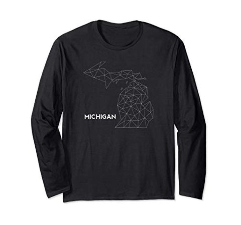 Michigan Wire Map novelty gift for men women - Vintage Long Sleeve T-Shirt
