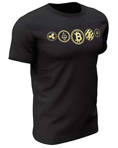 Golden Bitcoin T-Shirt for Crypto Currency Miners and Original Collectors Bitcoin Coin (Ripple Ethereum Bitcoin CardanoLitecoin, Small)