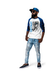 (0074) Lion Eye Detroit Heavy Cotton Three-Quarter Raglan Sleeve Baseball T-Shirt