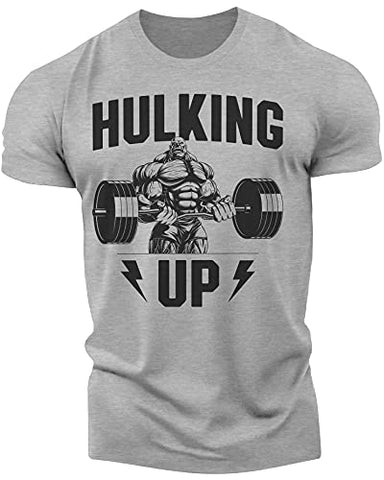 D R DETROIT REBELS Hulking Up Workout Shirt for Men Funny Gym Motivational Sayings Humorous T-Shirt