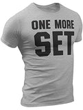 One More Set Workout Shirt for Men Funny Gym Motivational Sayings T-Shirt (Large, 036. One More Set Workout T-Shirt Grey)