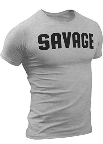 Savage T-Shirt for Men Crossfit Workout Weightlifting Funny Gym Tshirt
