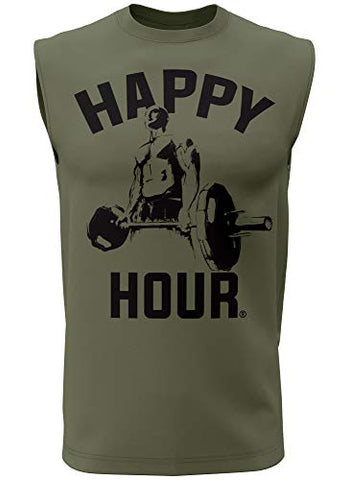 Happy Hour Muscle Tank Top for Men Crossfit Workout Weightlifting