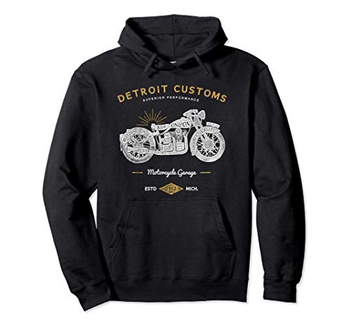 Detroit Custom Motorcycle Garage outfit for biker men women Pullover Hoodie