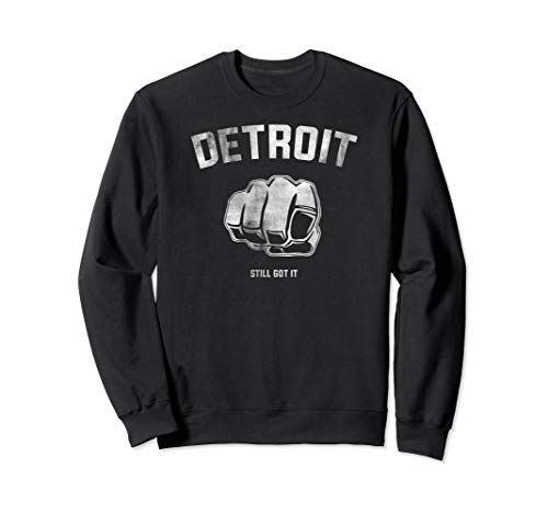Detroit Fist Long Sleeve Sweatshirt Mens Black Vintage
