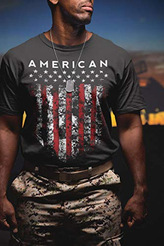 D R DETROIT REBELS American Shirts for Men, Patriotic Military Style T-Shirt USA, Green Black Army (Small, 6. American Shield Black)
