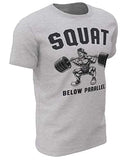 Mens Workout Shirts - Happy Hour Funny Weightlifting Gym Mens Shirts Tank Tops (Large, 029. Squat Below Parallel Workout T-Shirt Grey)