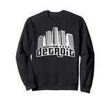 Detroit Motor City Skyline Mens Vintage Novelty Graphic Sweatshirt