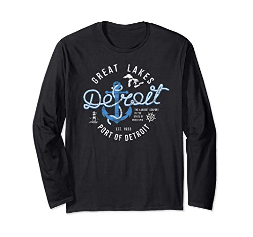 Detroit Port Vintage Detroit City style gift for men women Long Sleeve T-Shirt