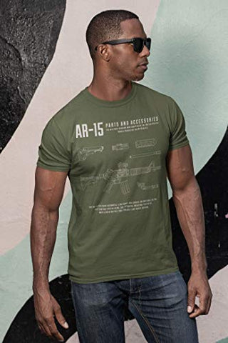 D R DETROIT REBELS American Shirts for Men, Patriotic Military Style T-Shirt USA, Green Black Army (Small, 3. AR-15 Military Green)
