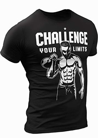 Challenge Your Limits T-Shirt for Men Crossfit Workout Weightlifting Funny Gym Tshirt