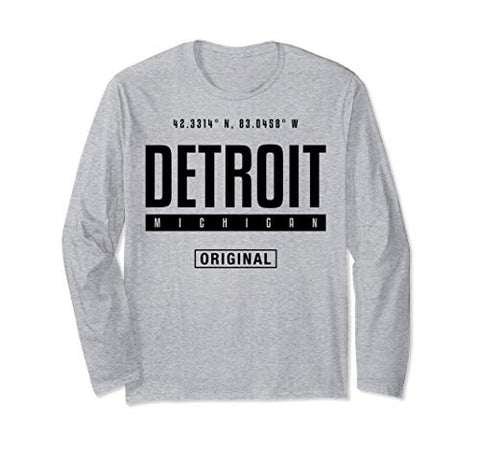 Detroit Coordinates - City Style Apparel - Vintage novelty Long Sleeve T-Shirt