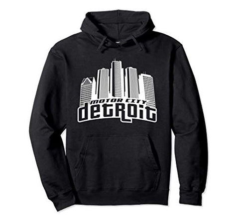 Detroit Motor City Skyline Mens Vintage Novelty Graphic Pullover Hoodie
