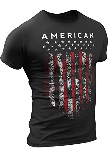 D R DETROIT REBELS American Shirts for Men, Patriotic Military Style T-Shirt USA, Green Black Army (Small, 6. American Shield Black)