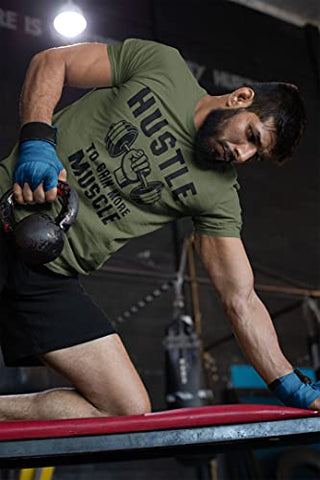 Mens Workout Shirts - Hustle to Gain More Muscle Funny Weightlifting Gym Mens Shirts Tank